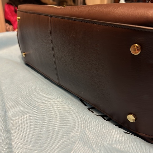 NWOT Antonio Melani Chocolate Brown Real Leather Shoulder Bag - Picture 5 of 6